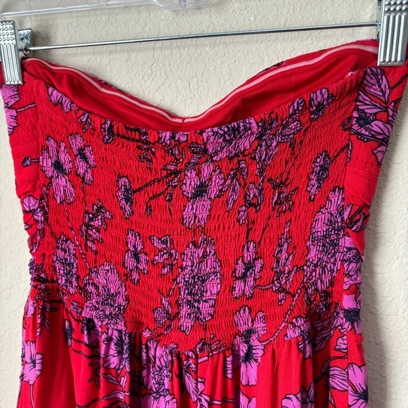 Boho Floral Print Strapless High Rise Wide Leg Full Length Jumpsuit - Picture 8 of 13